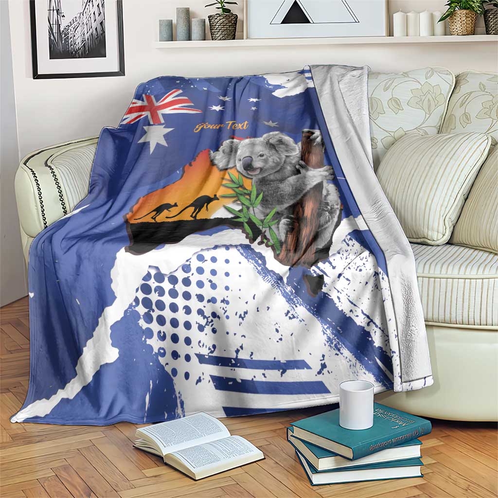 Koala Australia Personalised Blanket Aussie Map Flag Color Grunge Pattern