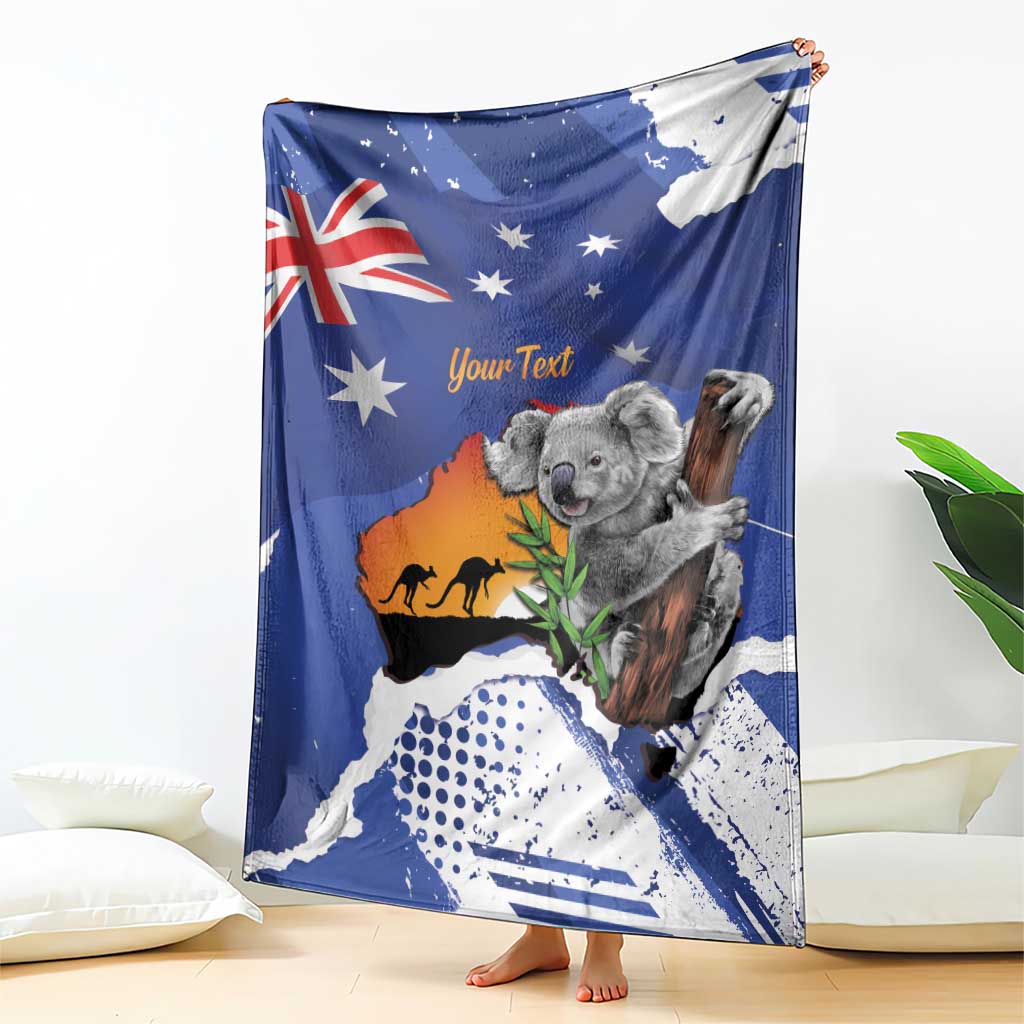 Koala Australia Personalised Blanket Aussie Map Flag Color Grunge Pattern