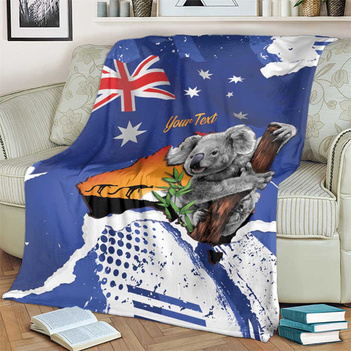 Koala Australia Personalised Blanket Aussie Map Flag Color Grunge Pattern