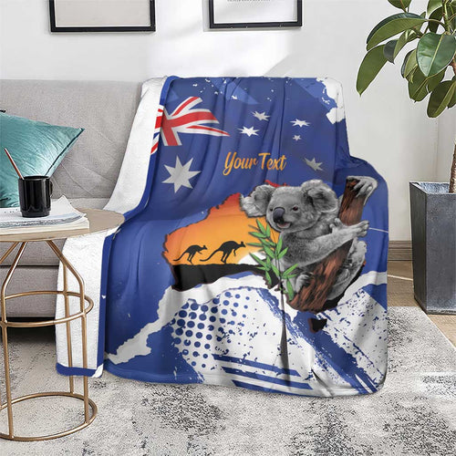 Koala Australia Personalised Blanket Aussie Map Flag Color Grunge Pattern