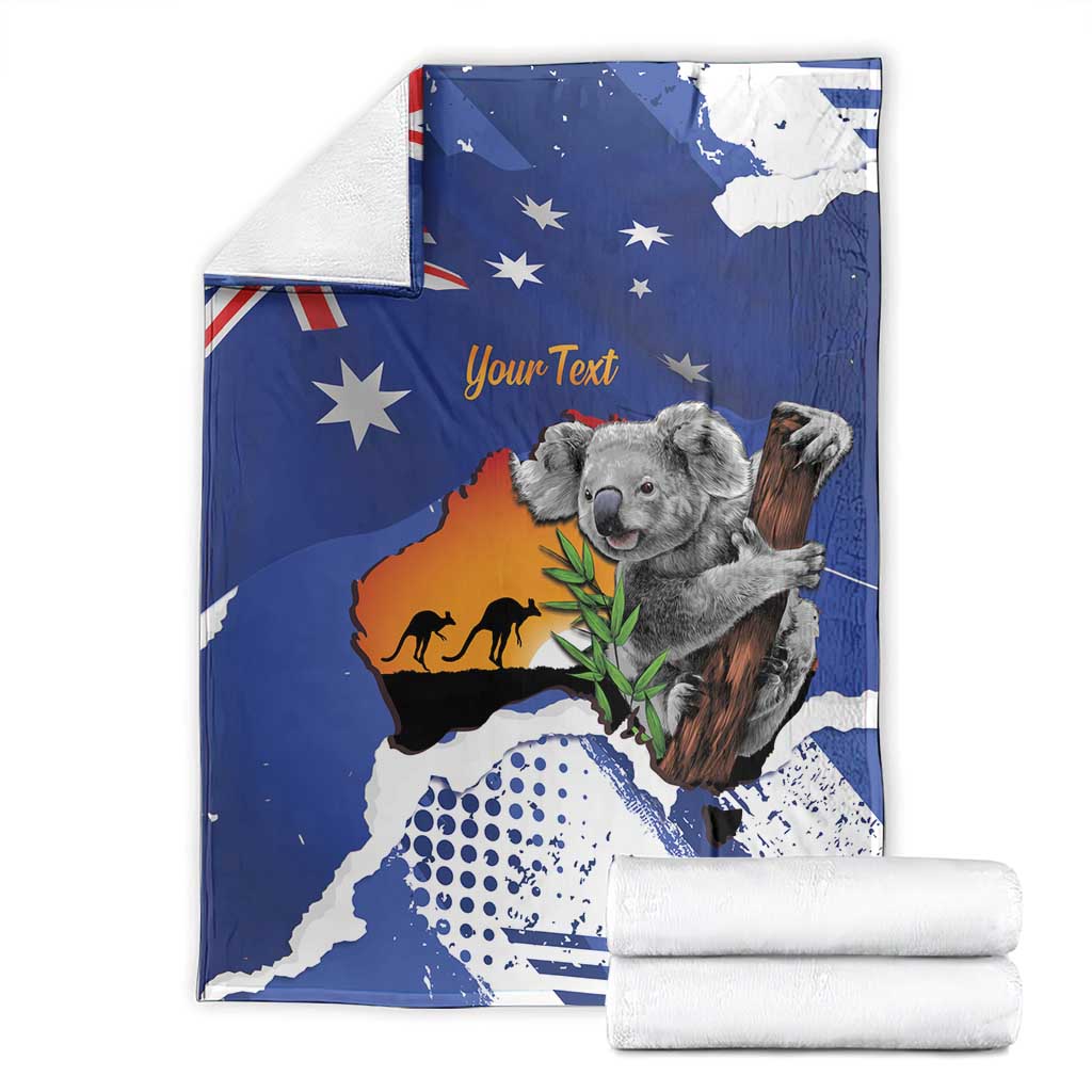 Koala Australia Personalised Blanket Aussie Map Flag Color Grunge Pattern