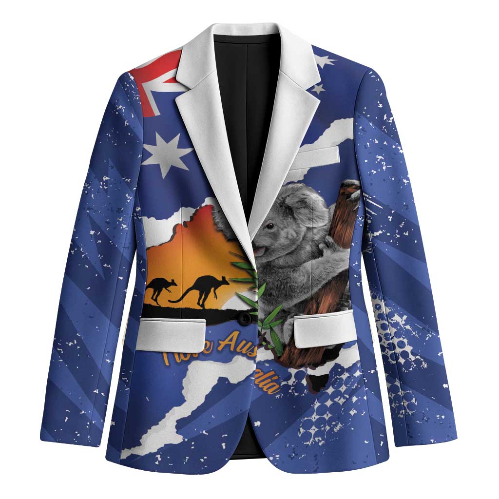 Koala Australia Personalised Blazer Aussie Map Flag Color Grunge Pattern