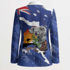 Koala Australia Personalised Blazer Aussie Map Flag Color Grunge Pattern