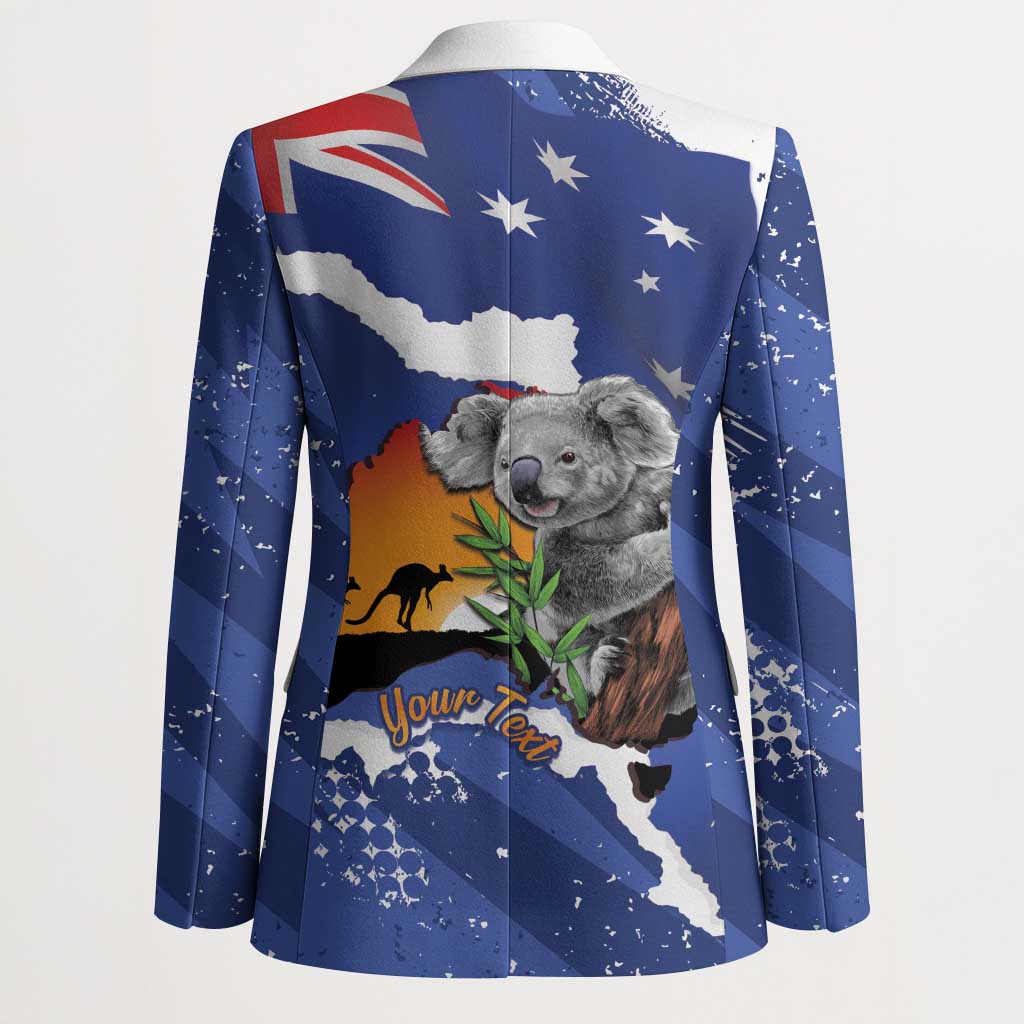 Koala Australia Personalised Blazer Aussie Map Flag Color Grunge Pattern