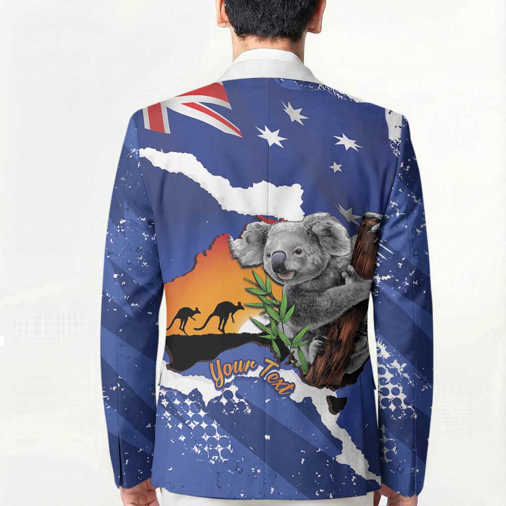 Koala Australia Personalised Blazer Aussie Map Flag Color Grunge Pattern