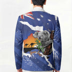 Koala Australia Personalised Blazer Aussie Map Flag Color Grunge Pattern