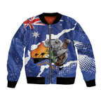 Koala Australia Personalised Bomber Jacket Aussie Map Flag Color Grunge Pattern