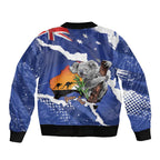 Koala Australia Personalised Bomber Jacket Aussie Map Flag Color Grunge Pattern