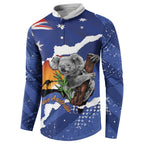 Koala Australia Personalised Button Sweatshirt Aussie Map Flag Color Grunge Pattern