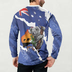 Koala Australia Personalised Button Sweatshirt Aussie Map Flag Color Grunge Pattern