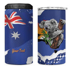 Koala Australia Personalised 4 in 1 Can Cooler Tumbler Aussie Map Flag Color Grunge Pattern