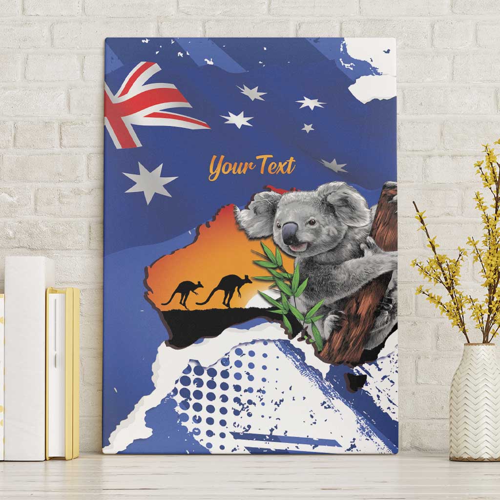 Koala Australia Personalised Canvas Wall Art Aussie Map Flag Color Grunge Pattern