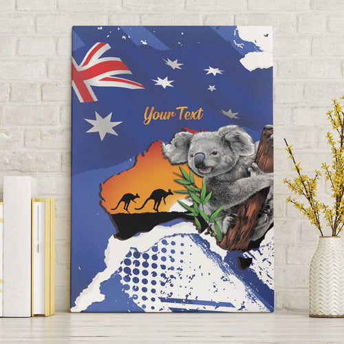 Koala Australia Personalised Canvas Wall Art Aussie Map Flag Color Grunge Pattern