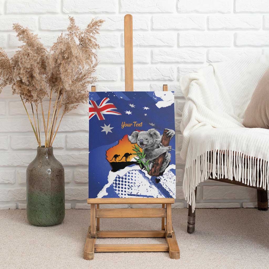 Koala Australia Personalised Canvas Wall Art Aussie Map Flag Color Grunge Pattern