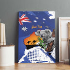 Koala Australia Personalised Canvas Wall Art Aussie Map Flag Color Grunge Pattern