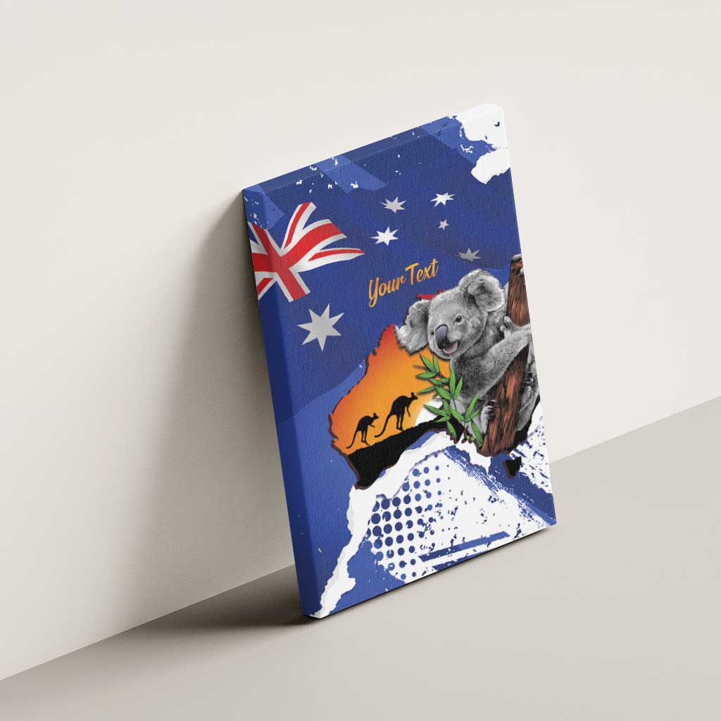 Koala Australia Personalised Canvas Wall Art Aussie Map Flag Color Grunge Pattern