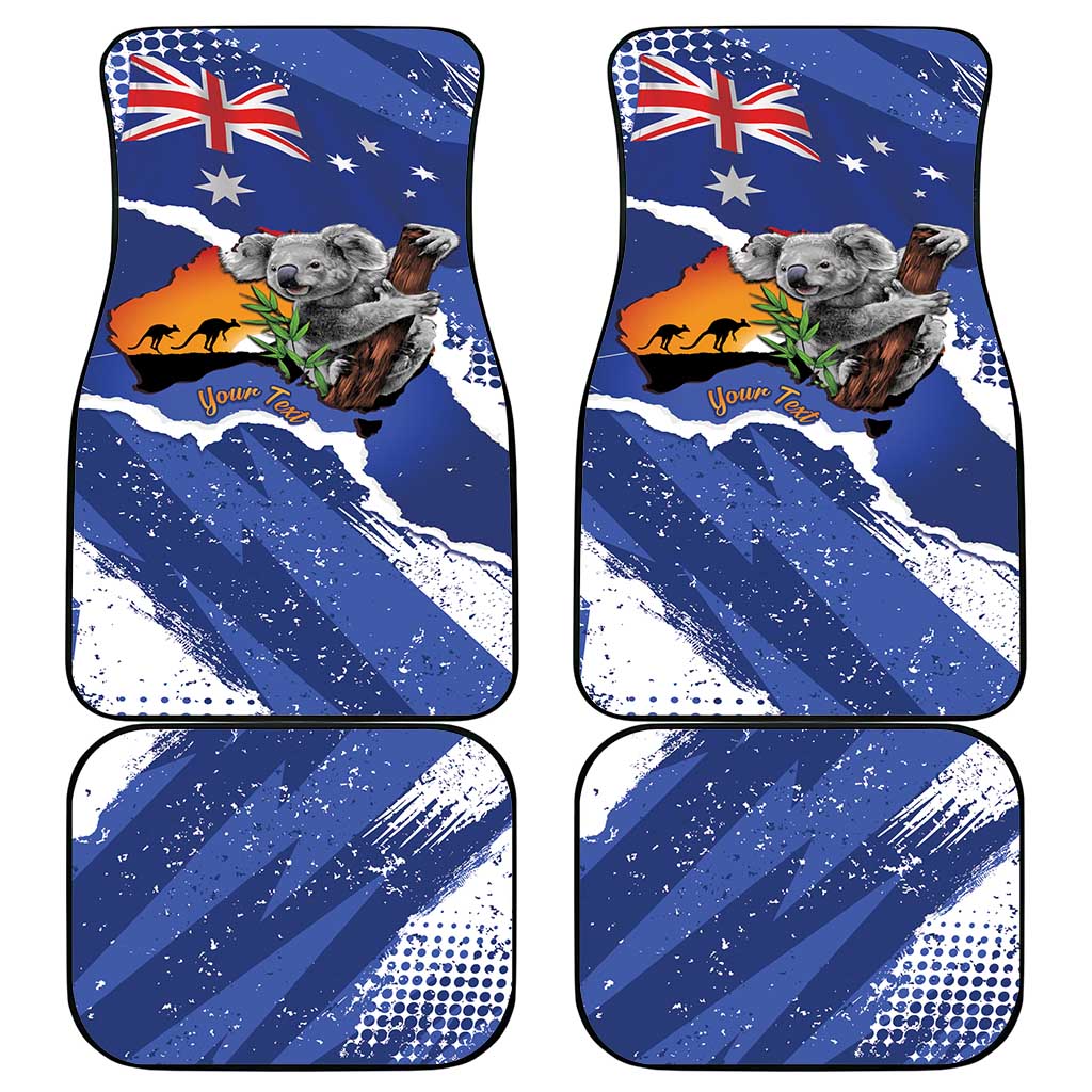 Koala Australia Personalised Car Mats Aussie Map Flag Color Grunge Pattern