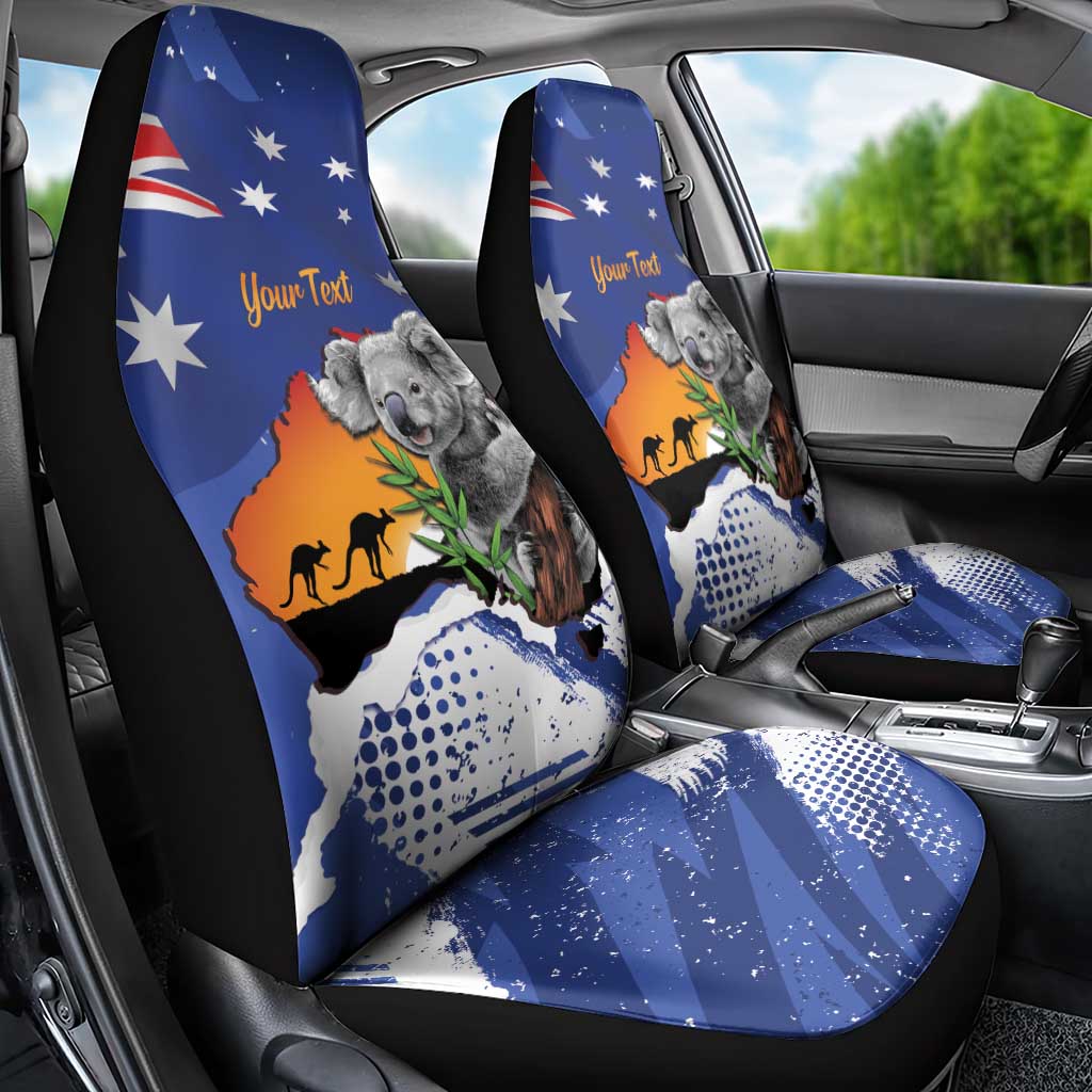 Koala Australia Personalised Car Seat Cover Aussie Map Flag Color Grunge Pattern