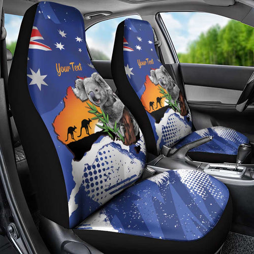 Koala Australia Personalised Car Seat Cover Aussie Map Flag Color Grunge Pattern