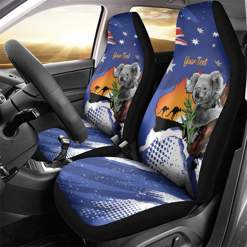 Koala Australia Personalised Car Seat Cover Aussie Map Flag Color Grunge Pattern