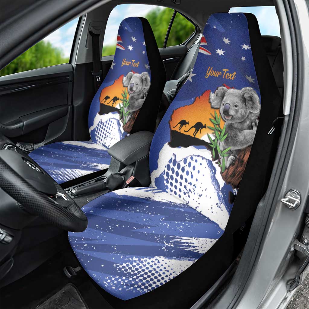 Koala Australia Personalised Car Seat Cover Aussie Map Flag Color Grunge Pattern