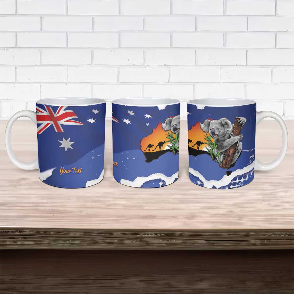 Koala Australia Personalised Ceramic Mug Aussie Map Flag Color Grunge Pattern
