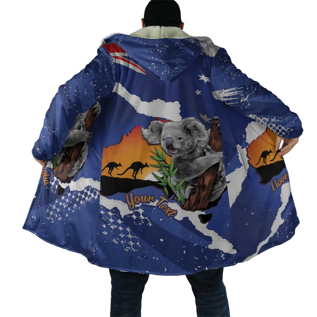 Koala Australia Personalised Cloak Aussie Map Flag Color Grunge Pattern