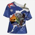 Koala Australia Personalised Cross Shoulder Shirt Aussie Map Flag Color Grunge Pattern