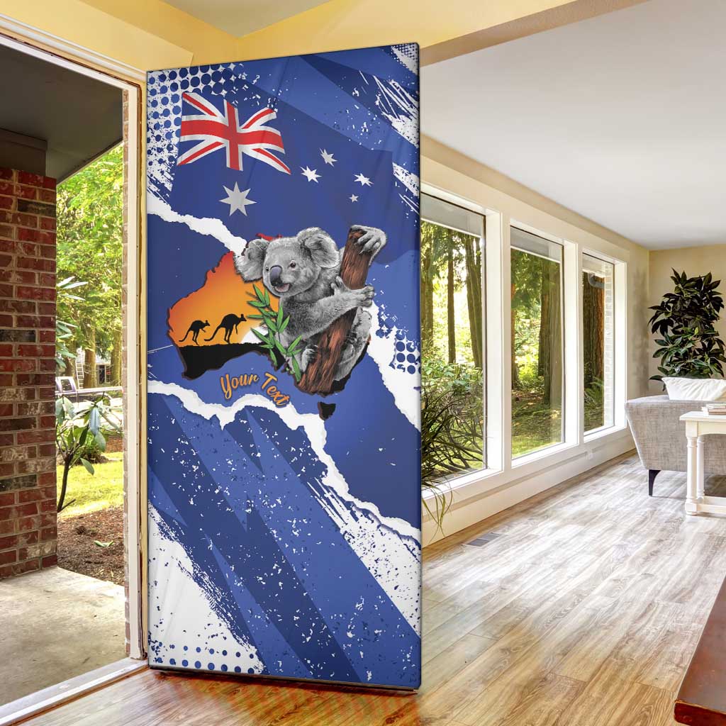 Koala Australia Personalised Door Cover Aussie Map Flag Color Grunge Pattern