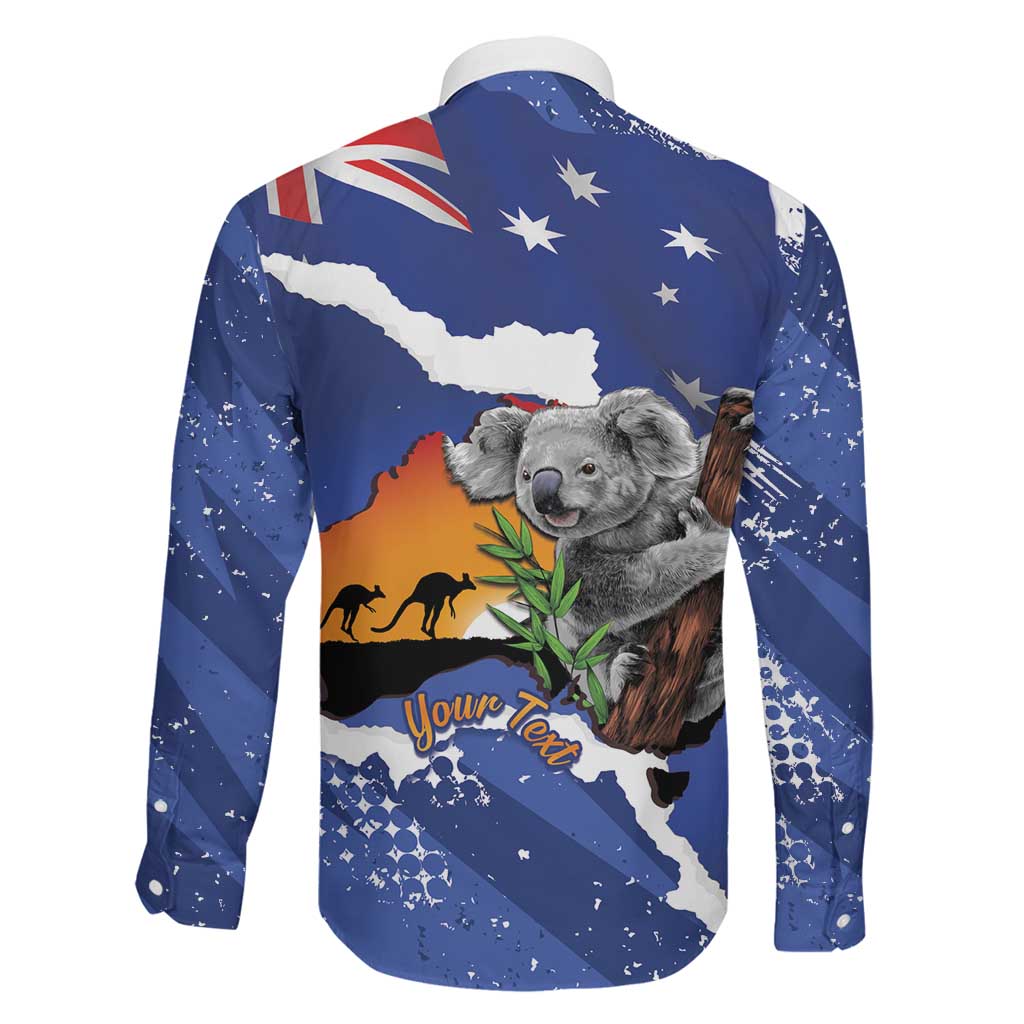 Koala Australia Personalised Family Matching Puletasi and Hawaiian Shirt Aussie Map Flag Color Grunge Pattern