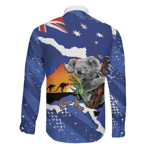 Koala Australia Personalised Family Matching Tank Maxi Dress and Hawaiian Shirt Aussie Map Flag Color Grunge Pattern