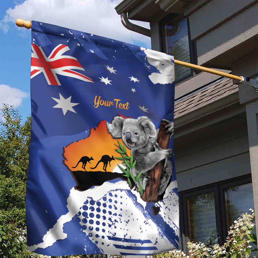Koala Australia Personalised Garden Flag Aussie Map Flag Color Grunge Pattern