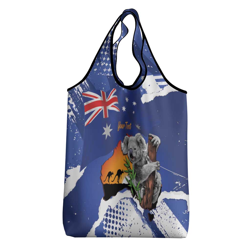 Koala Australia Personalised Grocery Bag Aussie Map Flag Color Grunge Pattern