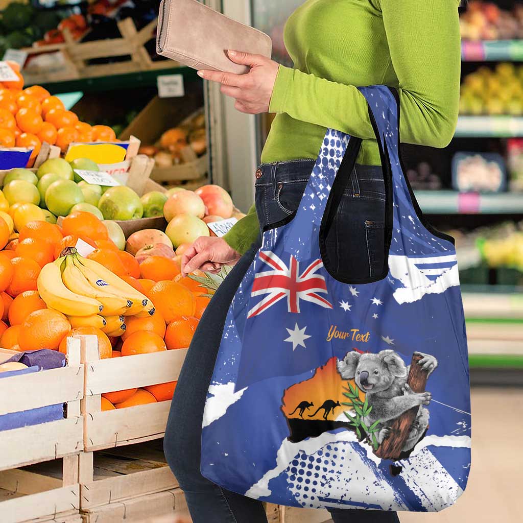 Koala Australia Personalised Grocery Bag Aussie Map Flag Color Grunge Pattern
