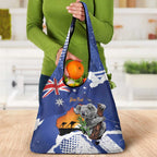 Koala Australia Personalised Grocery Bag Aussie Map Flag Color Grunge Pattern