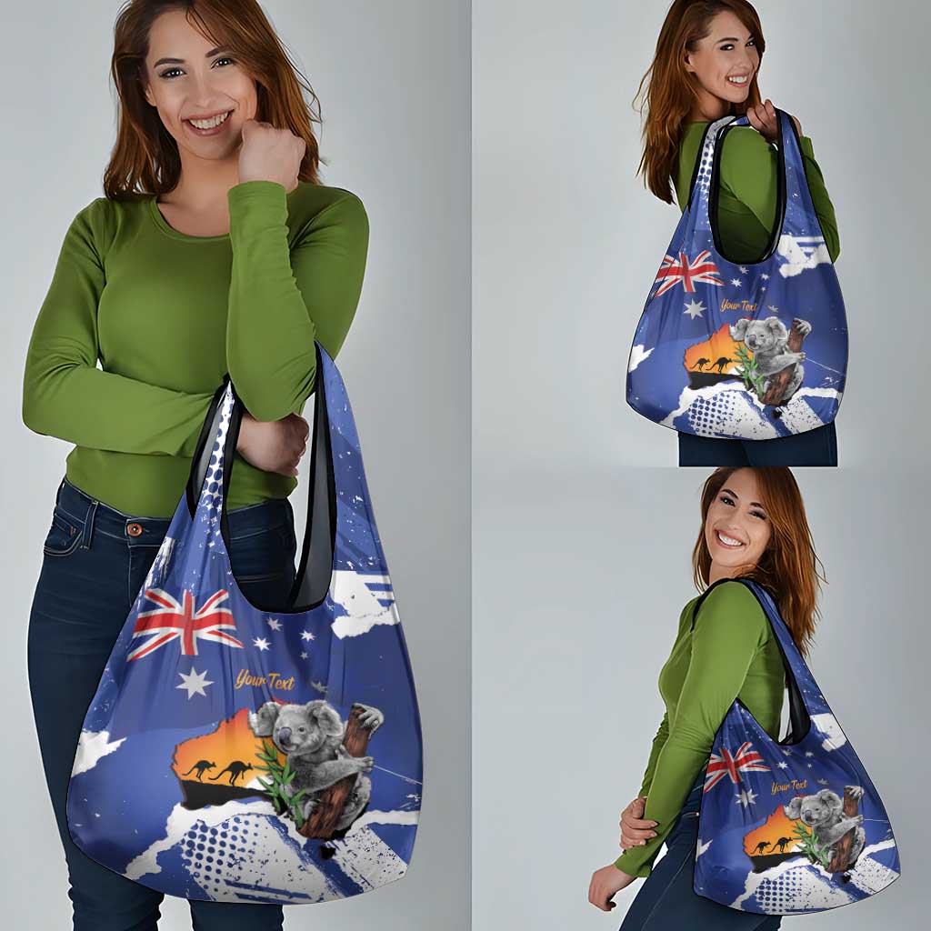 Koala Australia Personalised Grocery Bag Aussie Map Flag Color Grunge Pattern
