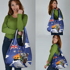 Koala Australia Personalised Grocery Bag Aussie Map Flag Color Grunge Pattern