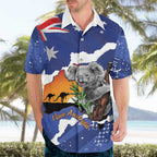 Koala Australia Personalised Hawaiian Shirt Aussie Map Flag Color Grunge Pattern