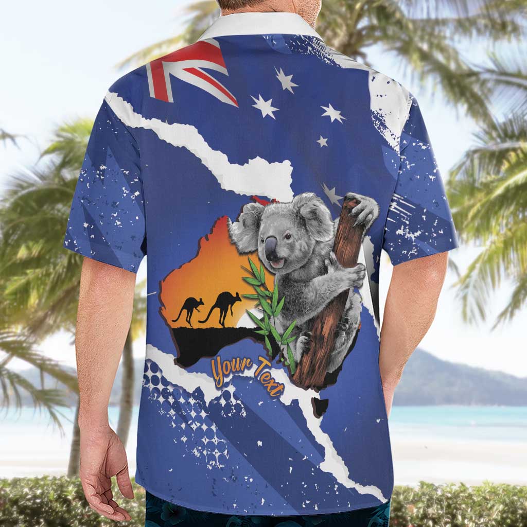 Koala Australia Personalised Hawaiian Shirt Aussie Map Flag Color Grunge Pattern