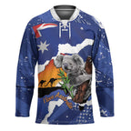 Koala Australia Personalised Hockey Jersey Aussie Map Flag Color Grunge Pattern