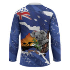 Koala Australia Personalised Hockey Jersey Aussie Map Flag Color Grunge Pattern