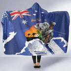Koala Australia Personalised Hooded Blanket Aussie Map Flag Color Grunge Pattern