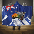 Koala Australia Personalised Hooded Blanket Aussie Map Flag Color Grunge Pattern