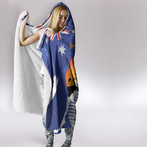 Koala Australia Personalised Hooded Blanket Aussie Map Flag Color Grunge Pattern
