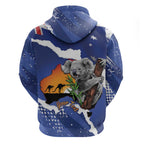 Koala Australia Personalised Hoodie Aussie Map Flag Color Grunge Pattern