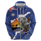 Koala Australia Personalised Hoodie Aussie Map Flag Color Grunge Pattern