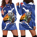 Koala Australia Personalised Hoodie Dress Aussie Map Flag Color Grunge Pattern