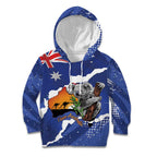 Koala Australia Personalised Kid Hoodie Aussie Map Flag Color Grunge Pattern