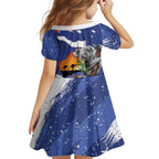 Koala Australia Personalised Kid Short Sleeve Dress Aussie Map Flag Color Grunge Pattern
