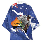Koala Australia Personalised Kimono Aussie Map Flag Color Grunge Pattern